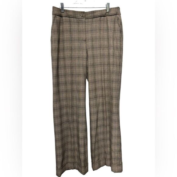 Vintage Dalia Collection Brown Plaid Wide Leg Pants Bootcut Academia Business - Picture 1 of 11